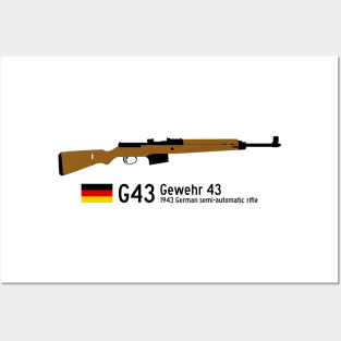 G43 German Gewehr 43 historical 1943 German semi-automatic rifle black Posters and Art